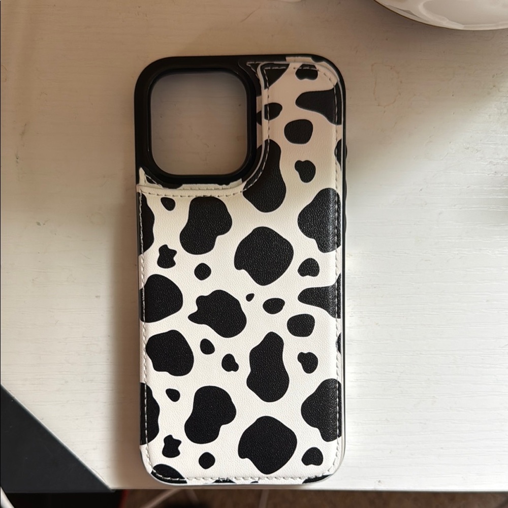 Black and White Cow Print Wallet Phone Case